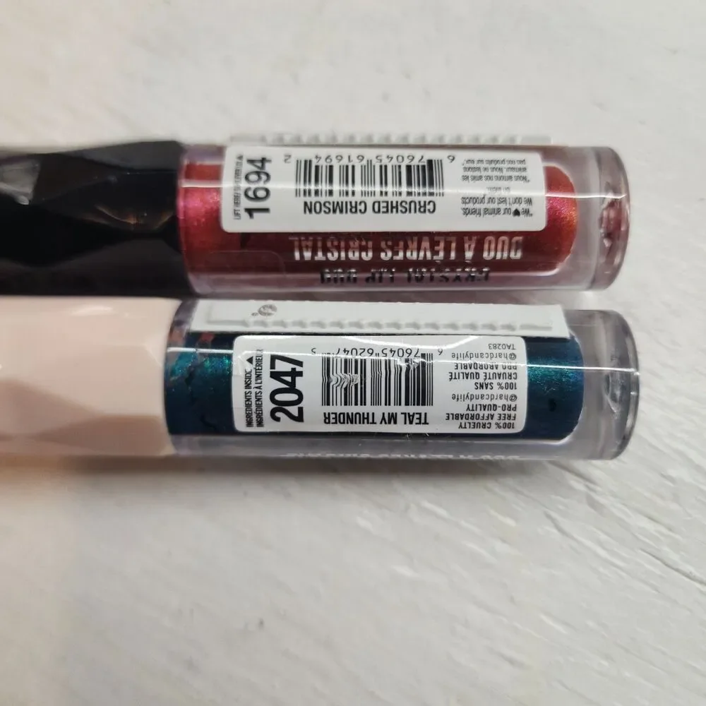 x2 Hard Candy‎ GLITTERATZI CRYSTAL LIP DUO ~ Crushed Crimson & Teal My Thunder